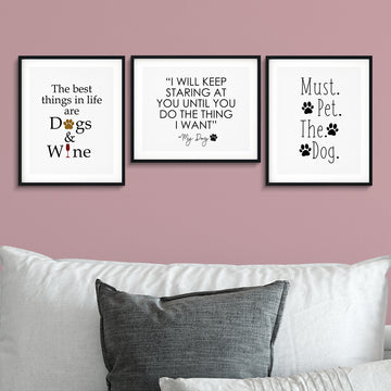 Dog's Rule Wall Art UNFRAMED Print (3 Pack)